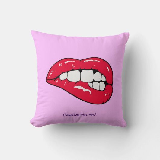 個人名リップホットピンクガール クッション (正面)