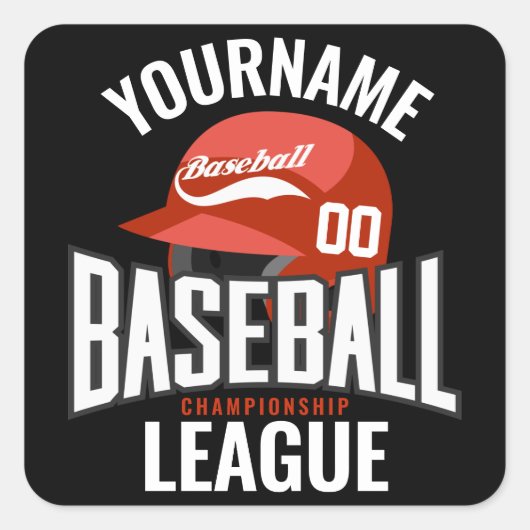 個人名入り野球選手 名前 チーム チャンピオン クラブ スクエアシール (正面)