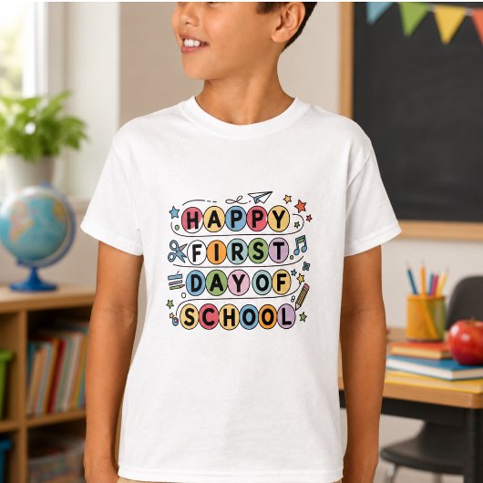個人名入り はじめての学校 Tシャツ