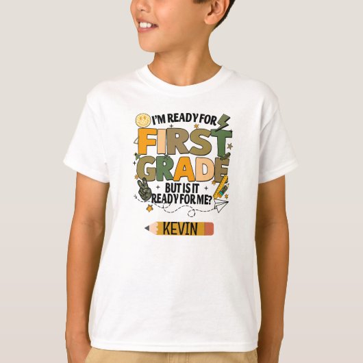 個人名入り 小学校1年生準備OK Tシャツ (正面)