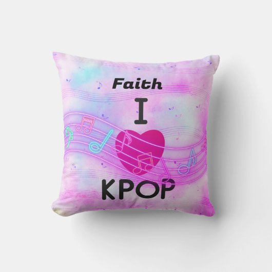 個人名入り I Love K-pop クッション (正面)