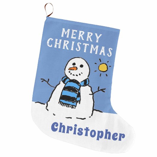 個人名入れの雪だるまの画像 ラージクリスマスストッキング