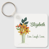 個人名，引用文,紙クイル花，金属 キーホルダー (正面)