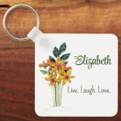 個人名，引用文,紙クイル花，金属 キーホルダー (正面)