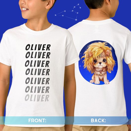 個人名Astrology〔占星術の〕十二宮図サインレオ後面 Tシャツ