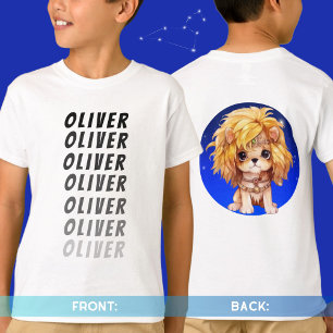 個人名Astrology〔占星術の〕十二宮図サインレオ後面 Tシャツ