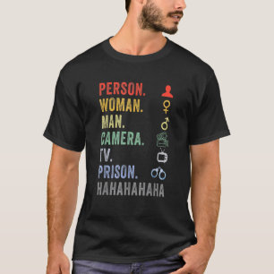 個人女性男性カメラテレビ刑務所ハハハレトロビン Tシャツ