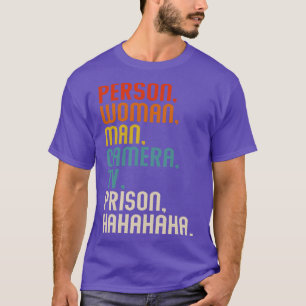 個人女性男性カメラテレビ刑務所ハハハレトロ Tシャツ
