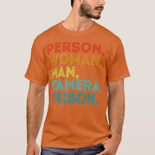 個人女性男性カメラテレビ刑務所レトロ Tシャツ