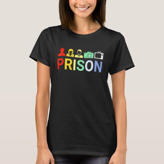 個人女性男性カメラテレビ刑務所 Tシャツ (正面)
