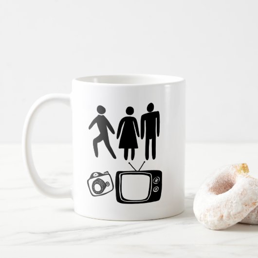 個人女性男性カメラTV コーヒーマグカップ (ドーナツ)