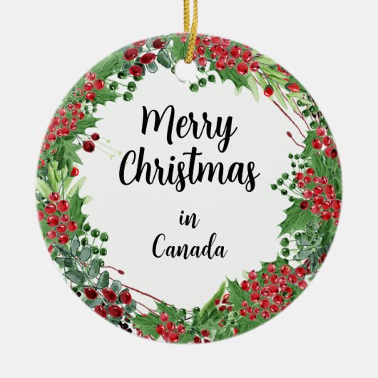 個人州の田舎町の写真メリークリスマス セラミックオーナメント (正面)