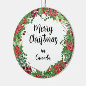 個人州の田舎町の写真メリークリスマス セラミックオーナメント (左)