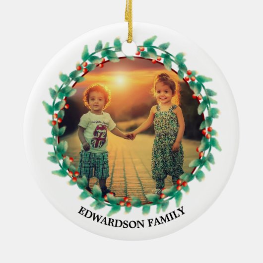 個人州の田舎町の写真メリークリスマス セラミックオーナメント (裏面)