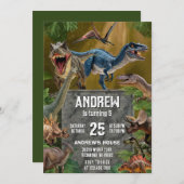 個人恐竜ディノボーイバースデーパーティー 招待状 (正面/裏面)