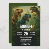 個人恐竜Tレックス誕生会 招待状 (正面/裏面)