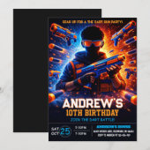 個人戦Nerfダートブラスター誕生日 招待状 (正面/裏面)