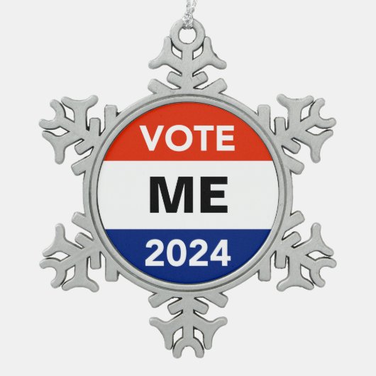 個人投票2024年大統領の選挙運動 スノーフレークピューターオーナメント (正面)