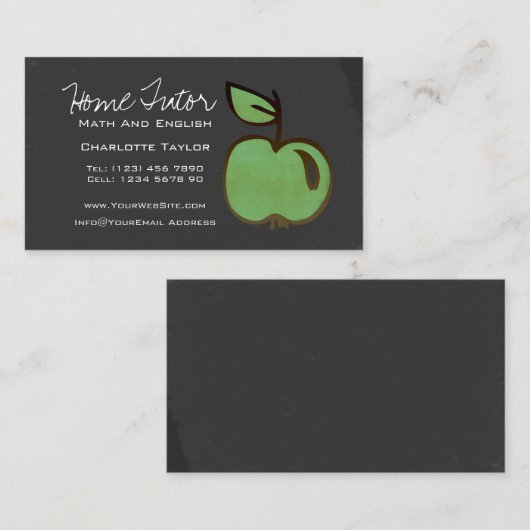 個人教師の先生の緑のAppleの家の黒板 名刺 (正面/裏面)