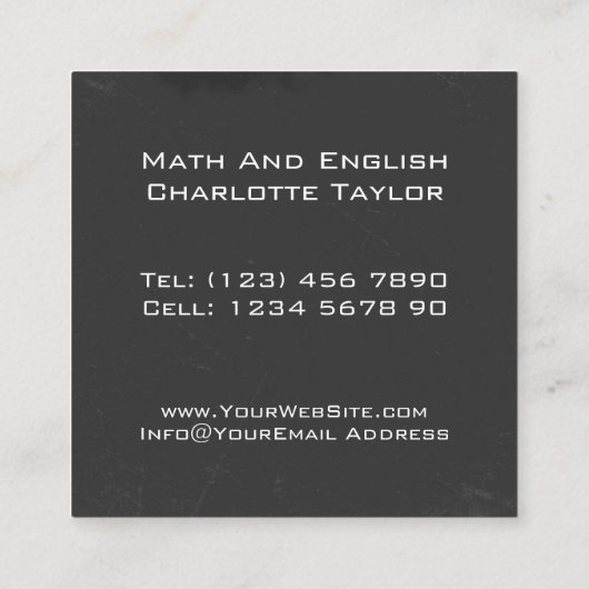個人教師の先生のAppleのパーソナライズな家の黒板 スクエア名刺 (裏面)