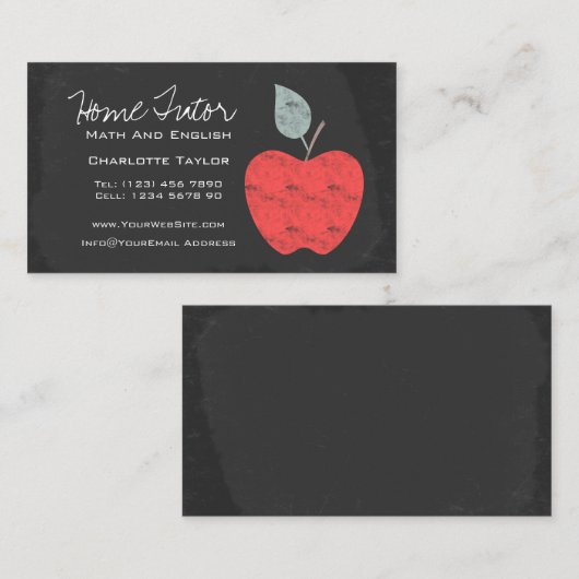 個人教師の先生のAppleの家の黒板 名刺 (正面/裏面)