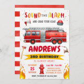 個人火モダン車の誕生日パーティー 招待状 (正面/裏面)