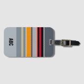 個人用に設定できる赤い黄色の青い銀ストライプ色 ラゲッジタグ (正面横)