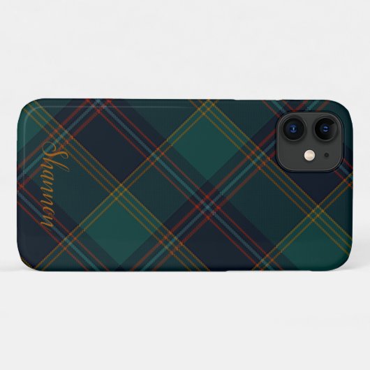 個人用に設定可能な緑、青、アクアプレイド Case-Mate iPhoneケース (裏面(横))