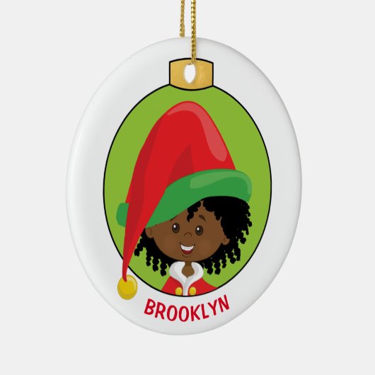 個人用のアフリカ系アメリカンガール小妖精や小人 セラミックオーナメント (右)