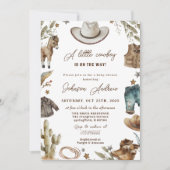 個人用のウェスタンカウボーイ赤ちゃんシャワー 招待状 (正面)