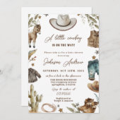 個人用のウェスタンカウボーイ赤ちゃんシャワー 招待状 (正面/裏面)