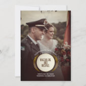 個人用の写真 |金ゴールド葉ローレル結婚ズ 招待状 (正面)