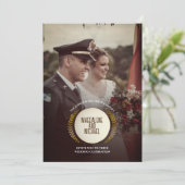 個人用の写真 |金ゴールド葉ローレル結婚ズ 招待状 (スタンド正面)