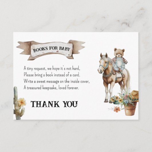 個人用の小さなカウボーイブックベビー挿入 エンクロージャーカード (正面)