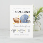 個人用の小さなサッカーベビーシャワー水色 招待状 (スタンド正面)