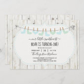 個人用の少年バレンタインデーの初誕生パーティー 招待状 (正面/裏面)