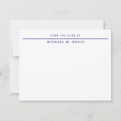 個人用の文房具のデスクからネイビーブルー ノートカード (正面)