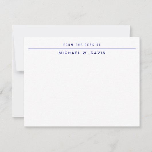 個人用の文房具のデスクからネイビーブルー ノートカード (正面)