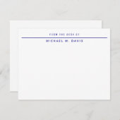 個人用の文房具のデスクからネイビーブルー ノートカード (正面/裏面)