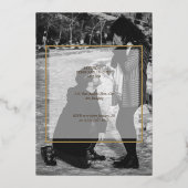 個人用の白黒フォト金ゴールドフレーム 箔招待状 (裏面)