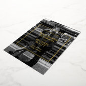 個人用の白黒フォト金ゴールドフレーム 箔招待状 (回転した状態)