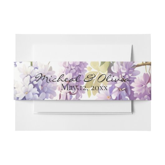 個人用の紫の水色の藤の紫のフローラ 招待状ベリーバンド (正面例)