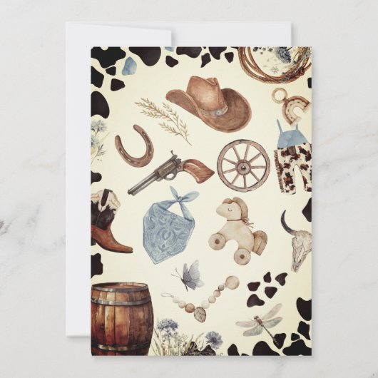 個人用の西の小さな牛の少年の赤ちゃんシャワー 招待状 (裏面)