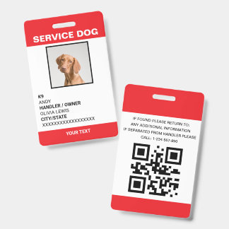 個人用アダカード サービスドッグ 写真入りID バッジ