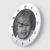 個人用カスタム文字の白い枠 ラージ壁時計 (傾斜)