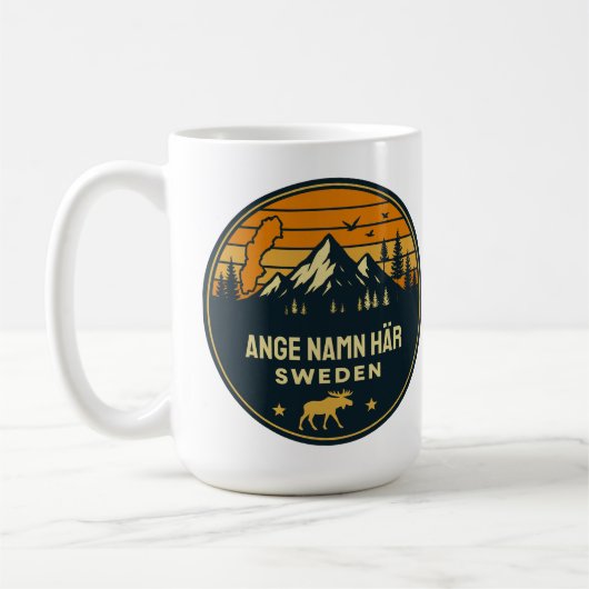 個人用スウェーデンの地名デザイン コーヒーマグカップ (左)