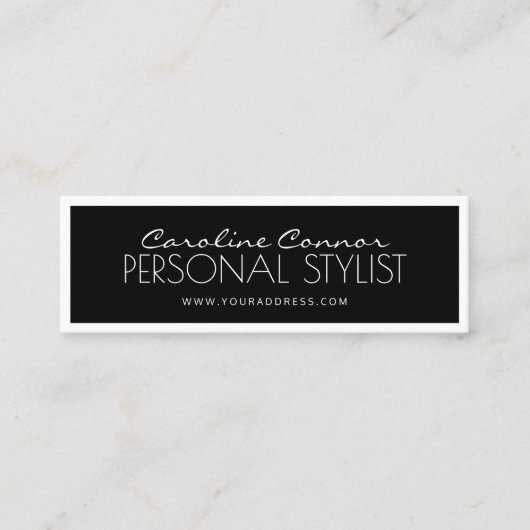 個人用スタイリストブラック&ホワイト縁どカード スキニー名刺 (正面)