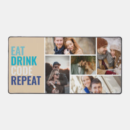 個人用フォトコラージュと文字 デスクマット