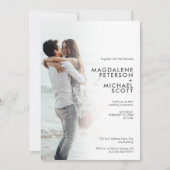 個人用フォトタイポグラフィホワイトグラデ結婚ーション 招待状 (正面)