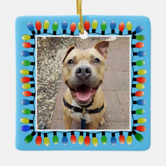 個人用フォトパーティーライトブルー両面 セラミックオーナメント (正面)